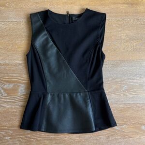 BCBGMaxAzria Brita sleeveless Black Sleeveless Top with Faux Leather